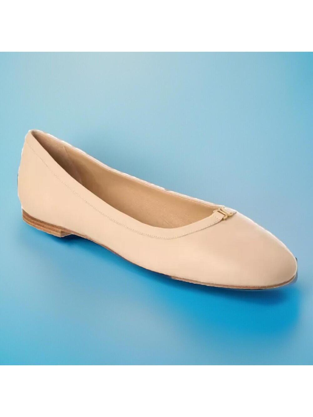 Chloé $650 Lauren Leather Ballerina Flat Women's Size 39.5 W Delicate Nude - Picture 1 of 10